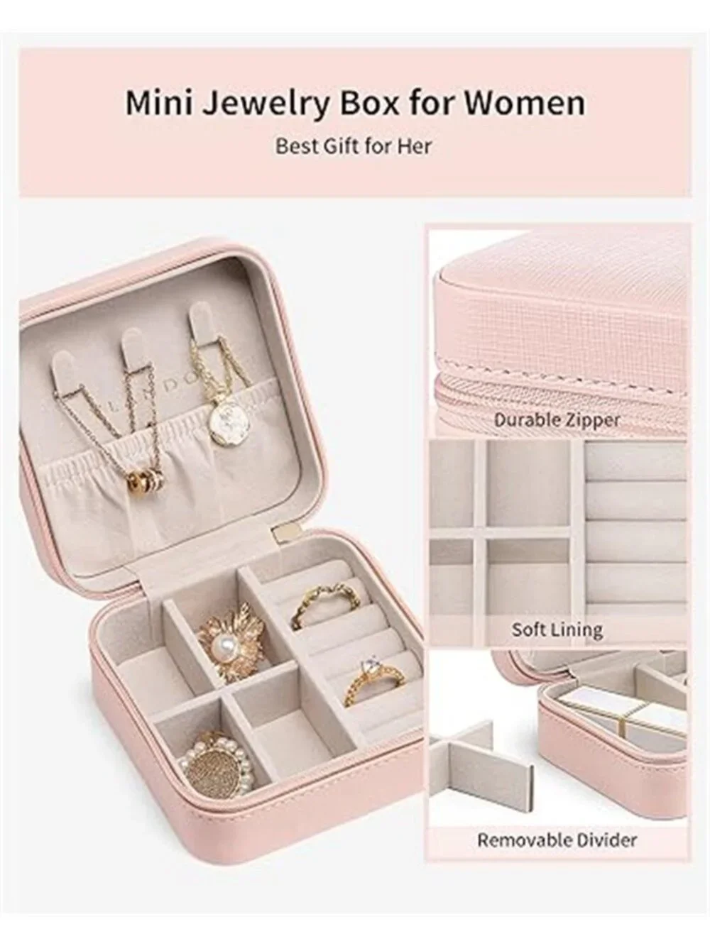 Travel Jewelry Case Organizer Mini PU Leather Ring Earring Necklace Storage Box